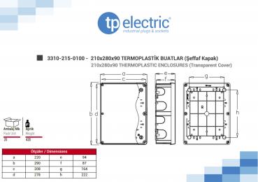 Preview: Installationsgehäuse IP67 (210x280x90mm) - mit Transparentdeckel